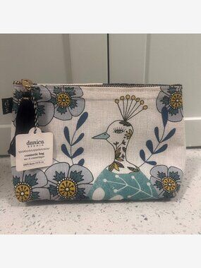 NWT DANICA STUDIO 100% Linen Cosmetic Bag